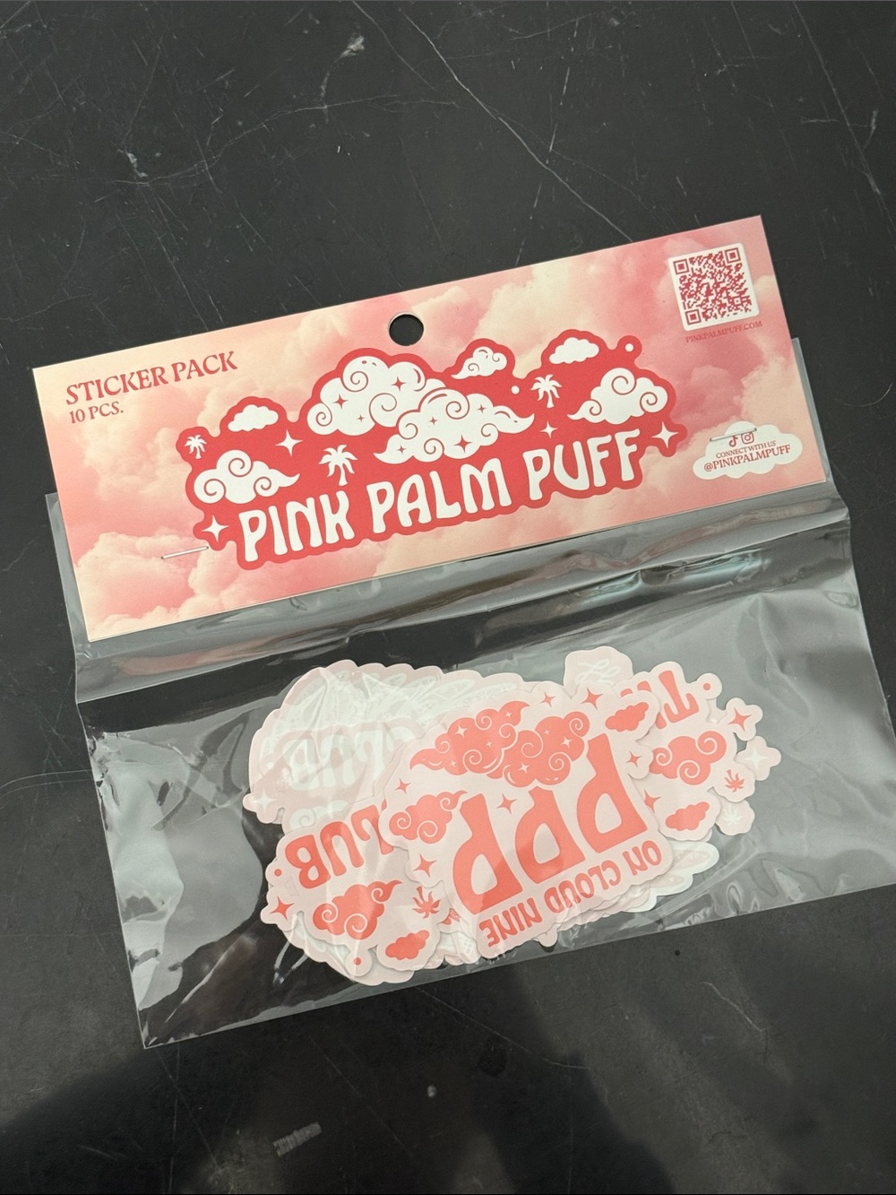 Pink Palm Puff Sticker Pack